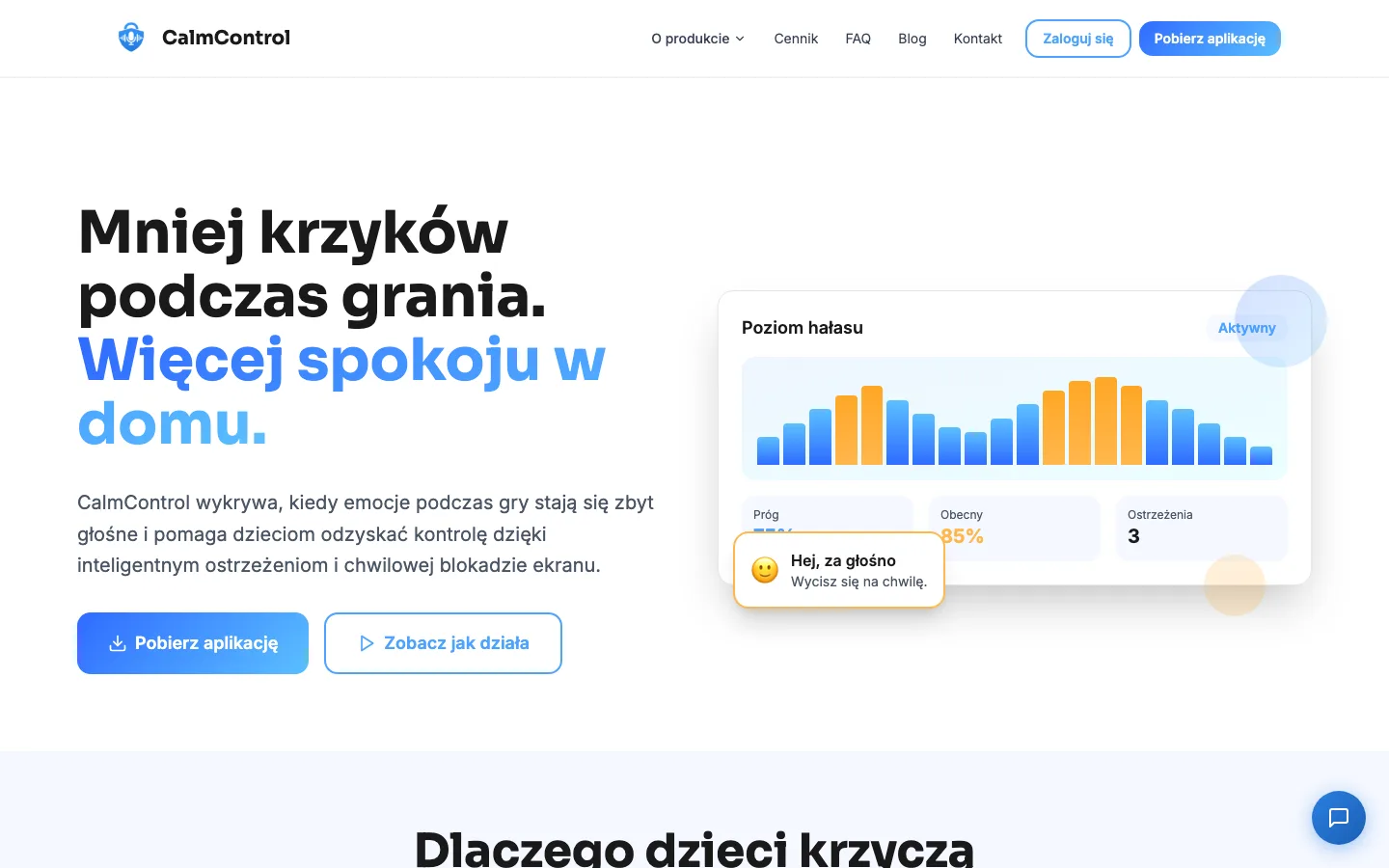 Zrzut ekranu strony: CalmControl